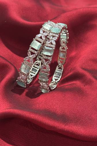 American diamond cz beaded bangle set 