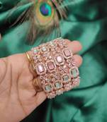 American diamond cz beaded bangle set