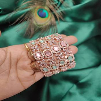 American diamond cz beaded bangle set 2