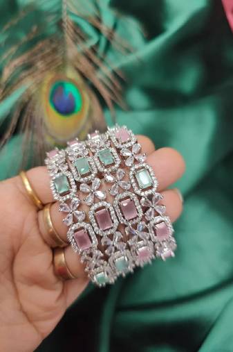 Zircon multicolor bangle set 