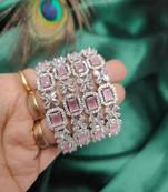 Style cubic zirconia cz stone beaded bangle set 