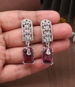 Glam magenta color fashion earrings