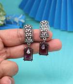Berry magenta color fashion earrings