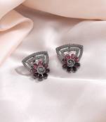 Floral magenta color fashion earrings