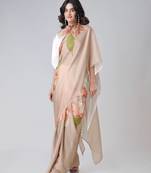 Chiku freehand floral print Ready to Wear Saree with Unstitched Blouse