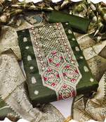 green shimmer banarasi women embellished & embroidered unstitched dress material