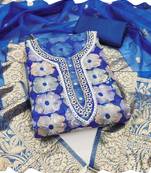 blue organza women embellished & embroidered unstitched dress material