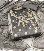 dark grey shimmer banarasi women embellished & embroidered unstitched dress material