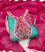 multicolor organza women embellished & embroidered unstitched dress material