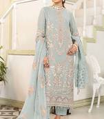 Sky embroidered faux georgette semi stitched salwar suit