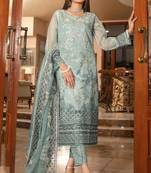 Light sky embroidered organza semi stitched salwar suit