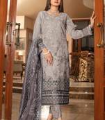 Cream and brown embroidered organza semi stitched salwar suit