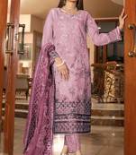 Pink embroidered organza semi stitched salwar suit