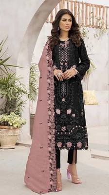 Black embroidered faux georgette salwar suit 1