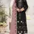 Black embroidered faux georgette semi stitched salwar suit