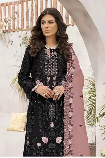 Black embroidered faux georgette salwar suit