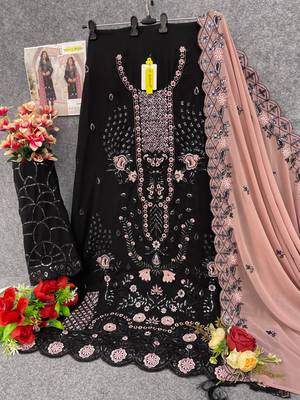 Black embroidered faux georgette salwar suit 3