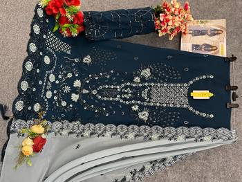 Blue embroidered faux georgette salwar suit 3