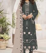 Mahendi embroidered faux georgette semi stitched salwar suit