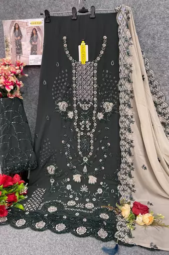 Mahendi embroidered faux georgette salwar suit