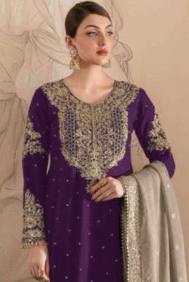 Lovender embroidered faux georgette with sequin  sharara suit 2