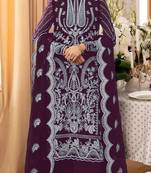 Purple embroidered faux georgette with sequence work semi stitched salwar  suit