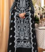 Black embroidered faux georgette with sequence work semi stitched salwar  suit