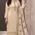 Cream silk embroidered semi-stitched salwar suit