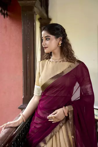 cream Kanchipuram Zari Weaving Work lehenga Choli 