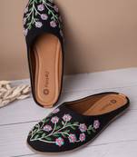 women's mojari jutti ethnic punjabi juttis traditional flat embroidered canvas fancy bellies for womens & girls