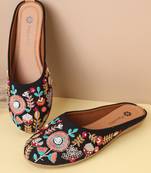 women's mojari jutti ethnic punjabi juttis traditional flat embroidered canvas fancy bellies for womens & girls