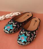 women's mojari jutti ethnic punjabi juttis traditional flat embroidered canvas fancy bellies for womens & girls