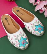 women's mojari jutti ethnic punjabi juttis traditional flat embroidered canvas fancy bellies for womens & girls