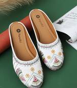 women's mojari jutti ethnic punjabi juttis traditional flat embroidered canvas fancy bellies for womens & girls