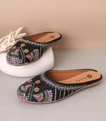 women's mojari jutti ethnic punjabi juttis traditional flat embroidered canvas fancy bellies for womens & girls