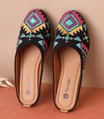 women's mojari jutti ethnic punjabi juttis traditional flat embroidered canvas fancy bellies for womens & girls
