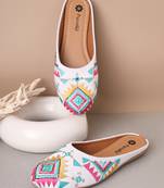 women's mojari jutti ethnic punjabi juttis traditional flat embroidered canvas fancy bellies for womens & girls