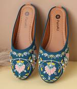 women's mojari jutti ethnic punjabi juttis traditional flat embroidered canvas fancy bellies for womens & girls