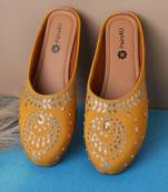 women's mojari jutti ethnic punjabi juttis traditional flat embroidered canvas fancy bellies for womens & girls