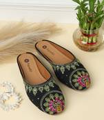 women's mojari jutti ethnic punjabi juttis traditional flat embroidered canvas fancy bellies for womens & girls