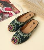 women's mojari jutti ethnic punjabi juttis traditional flat embroidered canvas fancy bellies for womens & girls