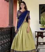 pear Kanchipuram Zari Weaving Work lehenga Choli 