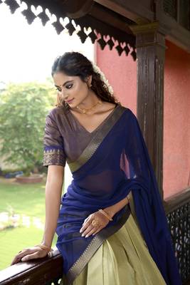 pear Kanchipuram Zari Weaving Work lehenga Choli  5