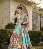 sky blue Paithani Weaving Zari Work Lehenga Choli