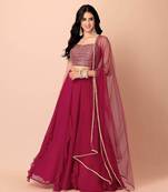 Charming Pink Georgette Party Wear Lehenga With Sequins Choli