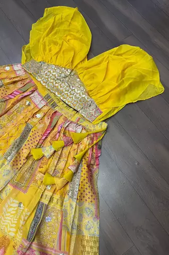 Yellow Art Silk Embroidered Digitally Printed Lehenga Choli