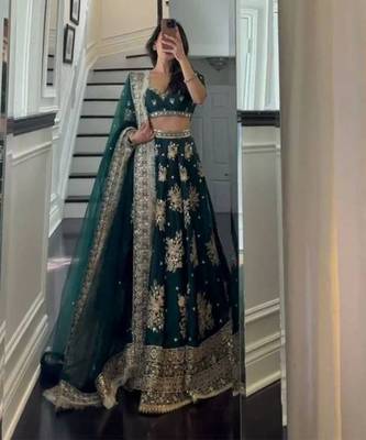 Amazing Mehandi special lehenga choli with net dupatta for wedding functions 1