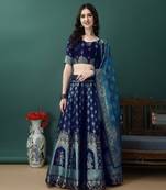 Dark Blue jacquard lehenga-choli