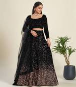 Black Velvet Sequin Work Lehenga Choli