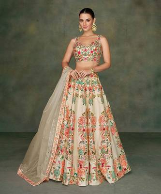 Multicolor Art Silk printed lehenga Choli 1